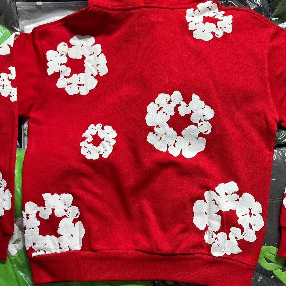 Denim Tears The Cotton Wreath Hoodie ‘Red’ - Picture 6 of 7